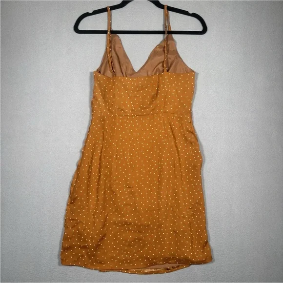 Lulus Missy Rust Orange Polka Dot Satin Knotted Front Mini Dress Womens S Boho - Picture 10 of 11